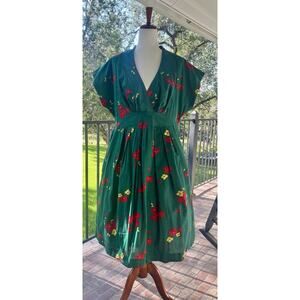 Emily and Fin Retro Florence Green Floral Swing Fit & Flare Dress Plus Size 1X